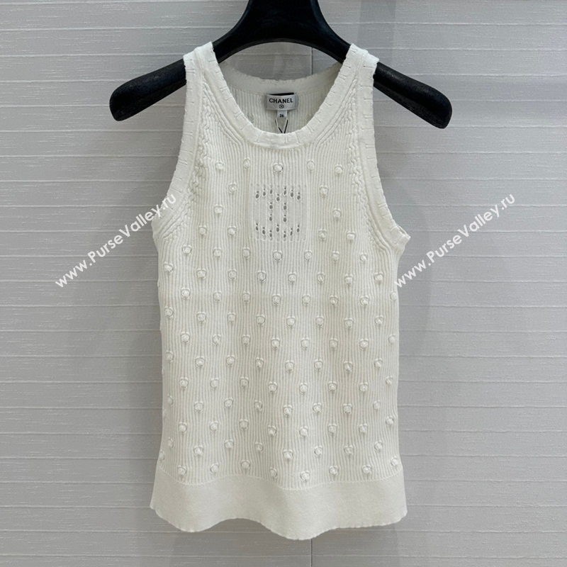Chanel Knit Vest White 2025 C030612 (QI-250306030)