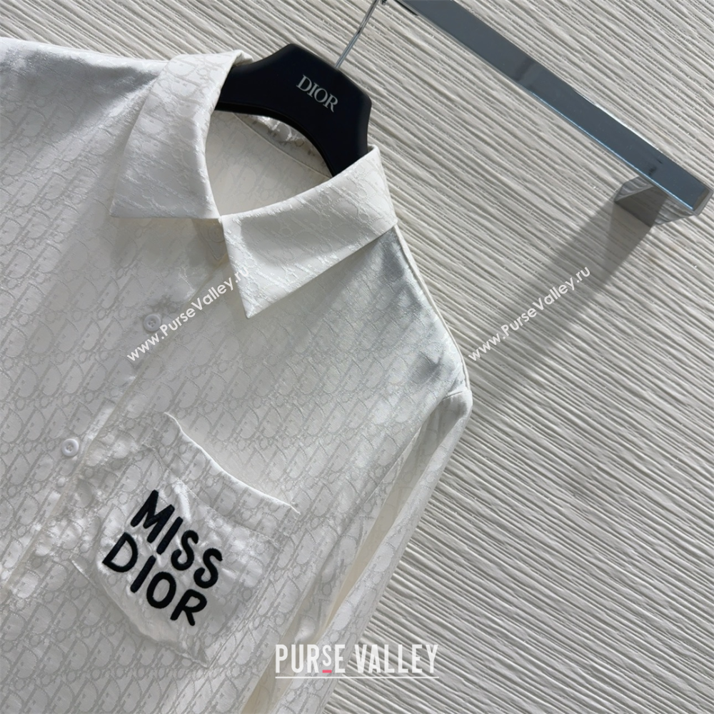 Miss Dior Rayon Oblique Shirt White 2025 C030615 (QI-250306037)