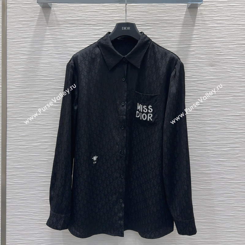 Miss Dior Rayon Oblique Shirt Black 2025 C030615 (QI-250306036)