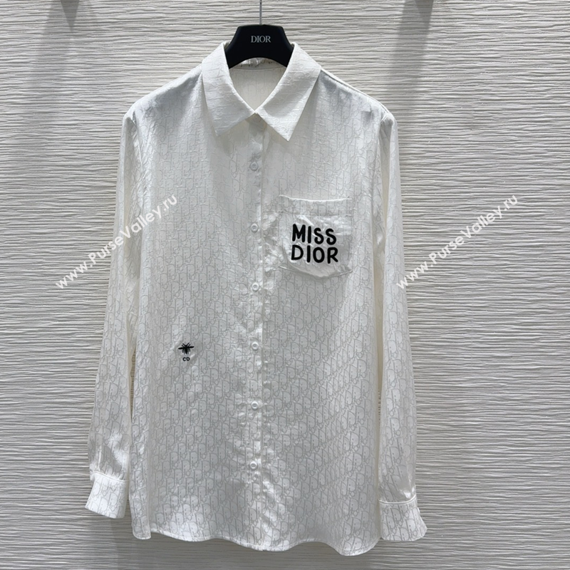 Miss Dior Rayon Oblique Shirt White 2025 C030615 (QI-250306037)