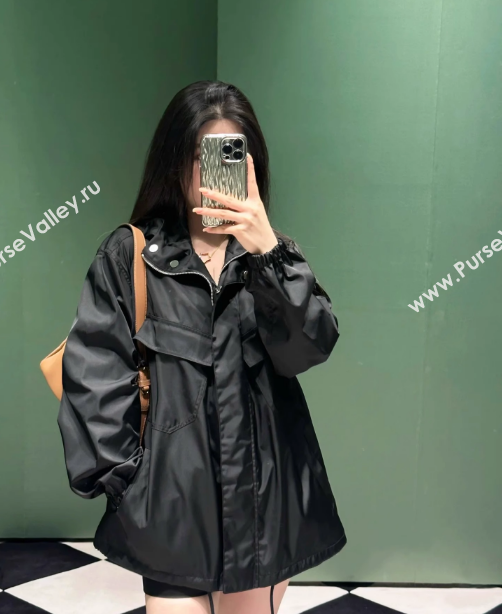 Prada Black Nylon Jacket with Pockets 2025 0306 (QI-250306051)