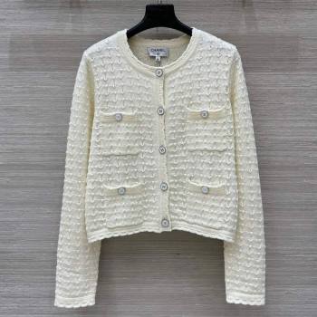 Chanel Cashmere Cardigan White 2025 C03060208 (QI-250306020)