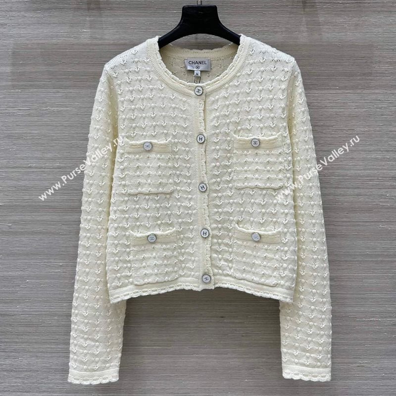 Chanel Cashmere Cardigan White 2025 C03060208 (QI-250306020)