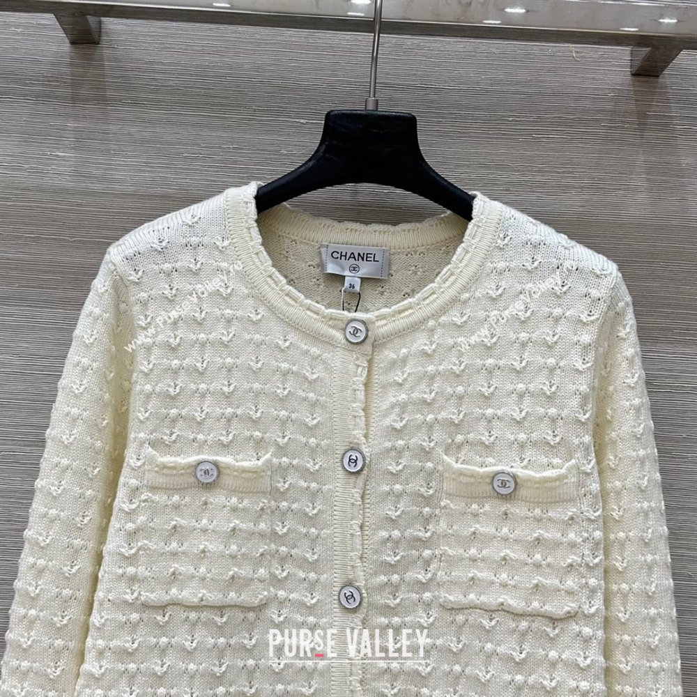 Chanel Cashmere Cardigan White 2025 C03060208 (QI-250306020)
