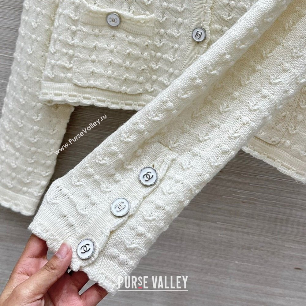 Chanel Cashmere Cardigan White 2025 C03060208 (QI-250306020)