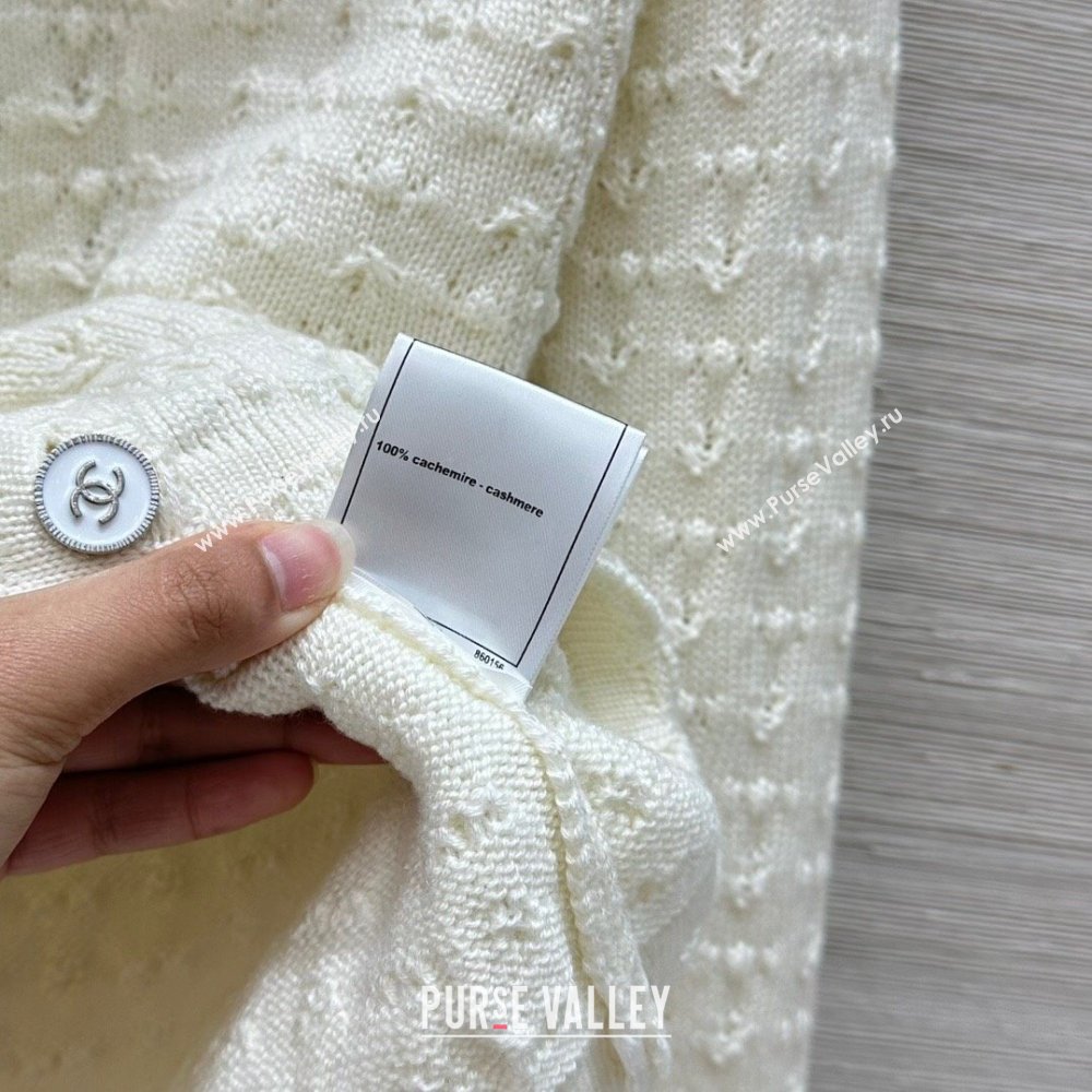 Chanel Cashmere Cardigan White 2025 C03060208 (QI-250306020)