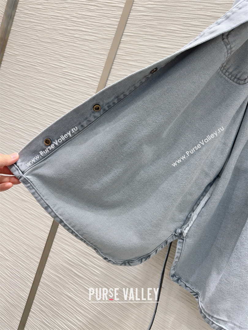 Fendi Cotton Washed Denim Long Jacket Blue 2025 C030606 (QI-250306011)