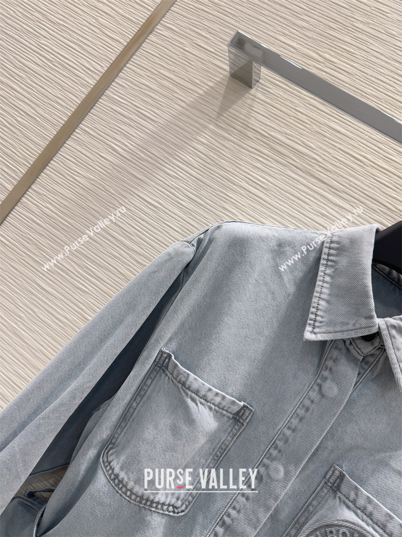 Fendi Cotton Washed Denim Long Jacket Blue 2025 C030606 (QI-250306011)