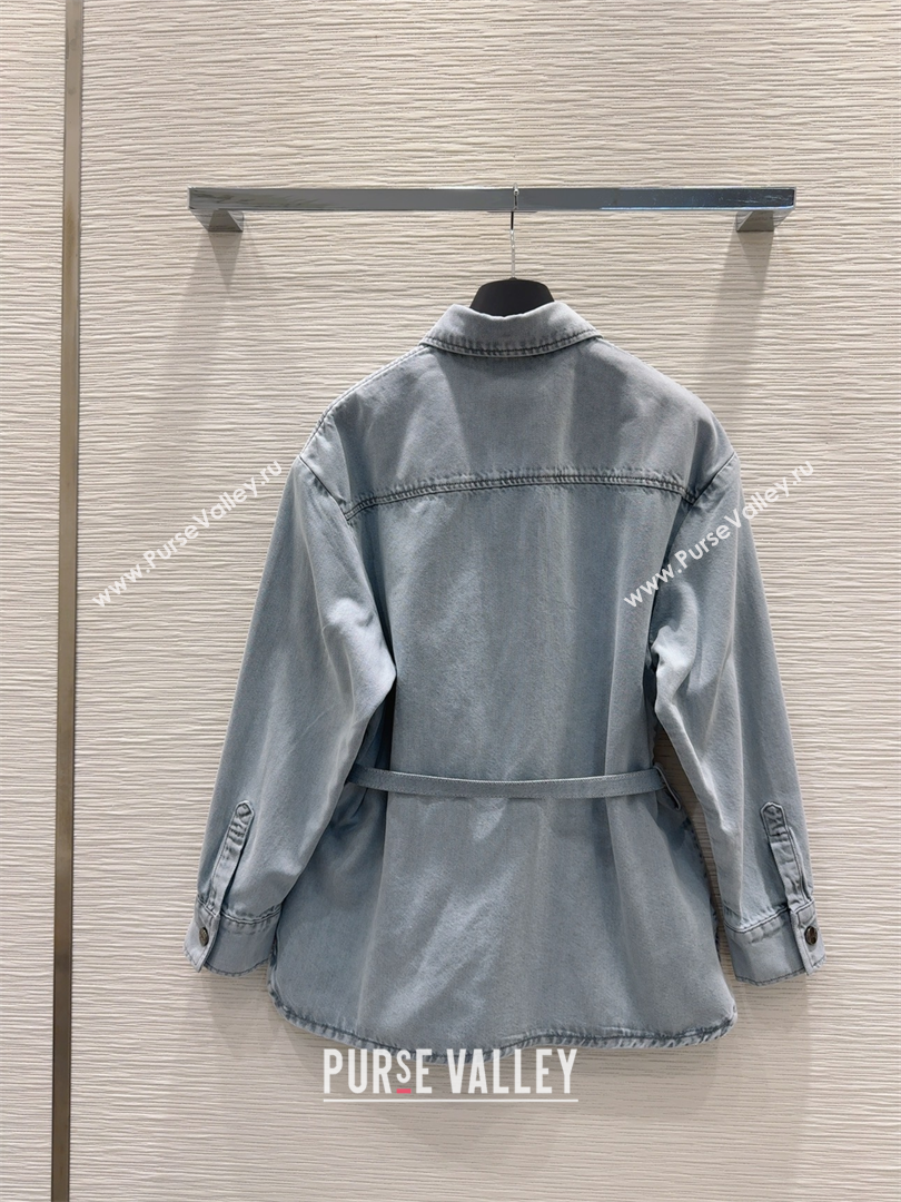 Fendi Cotton Washed Denim Long Jacket Blue 2025 C030606 (QI-250306011)