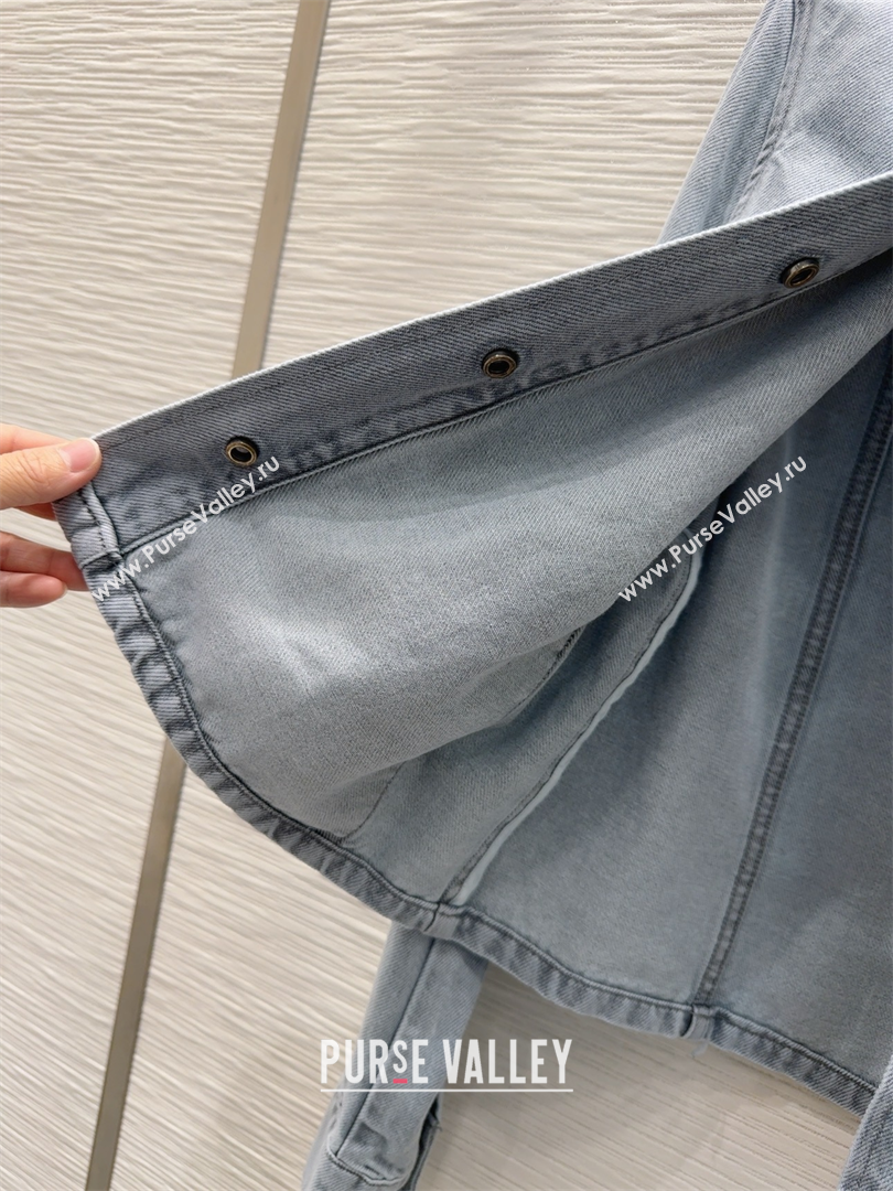 Fendi Cotton Washed Denim Pockets Jacket Blue 2025 C030606 (QI-250306013)