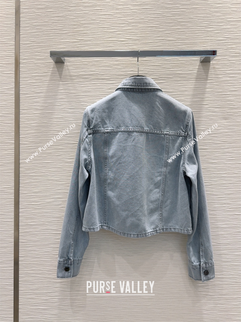 Fendi Cotton Washed Denim Pockets Jacket Blue 2025 C030606 (QI-250306013)