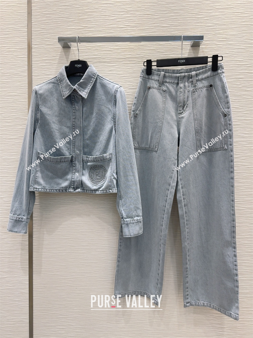 Fendi Cotton Washed Denim Jeans Pants Blue 2025 C030606 (QI-250306014)