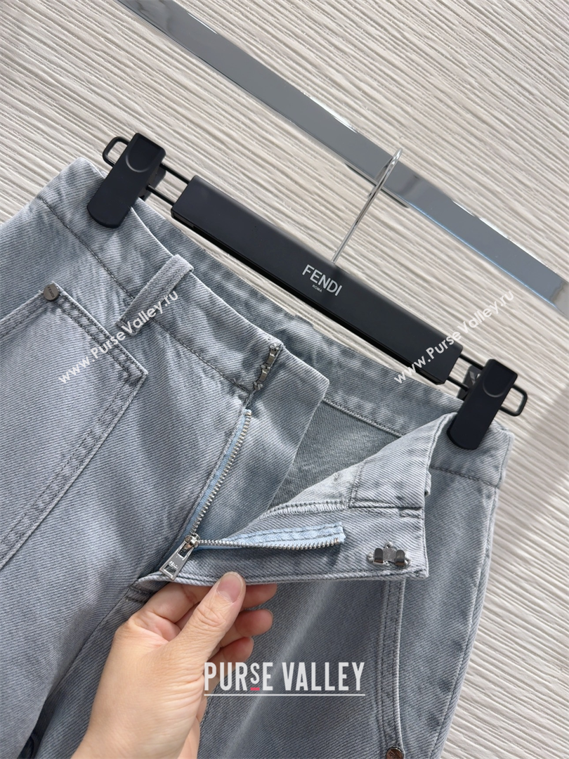 Fendi Cotton Washed Denim Jeans Pants Blue 2025 C030606 (QI-250306014)