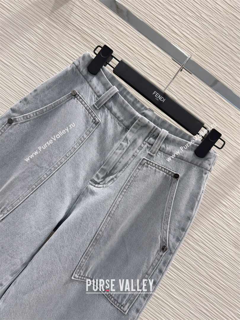 Fendi Cotton Washed Denim Jeans Pants Blue 2025 C030606 (QI-250306014)