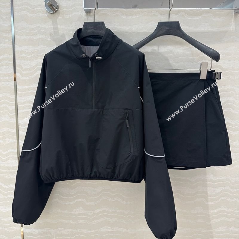 Prada Jacket and Shorts Set Black 2025 C030610 (QI-250306026)