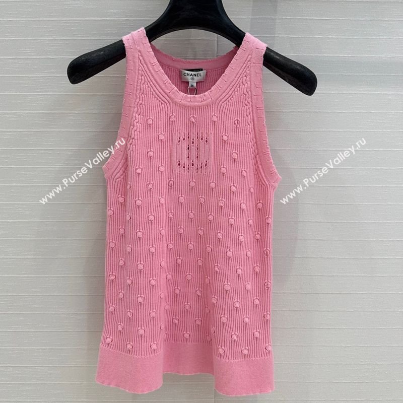 Chanel Knit Vest Pink 2025 C030612 (QI-250306028)