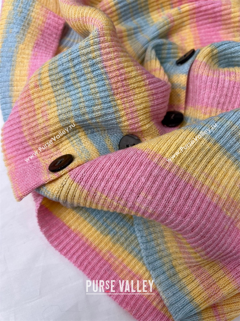 Chanel Knit Striped Cardigan Pink/Yellow/Blue 2025 C030602 (QI-250306003)