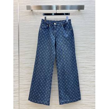 Louis Vuitton Monogram Cotton Straight Jeans Blue 2025 0306 (QI-250306067)
