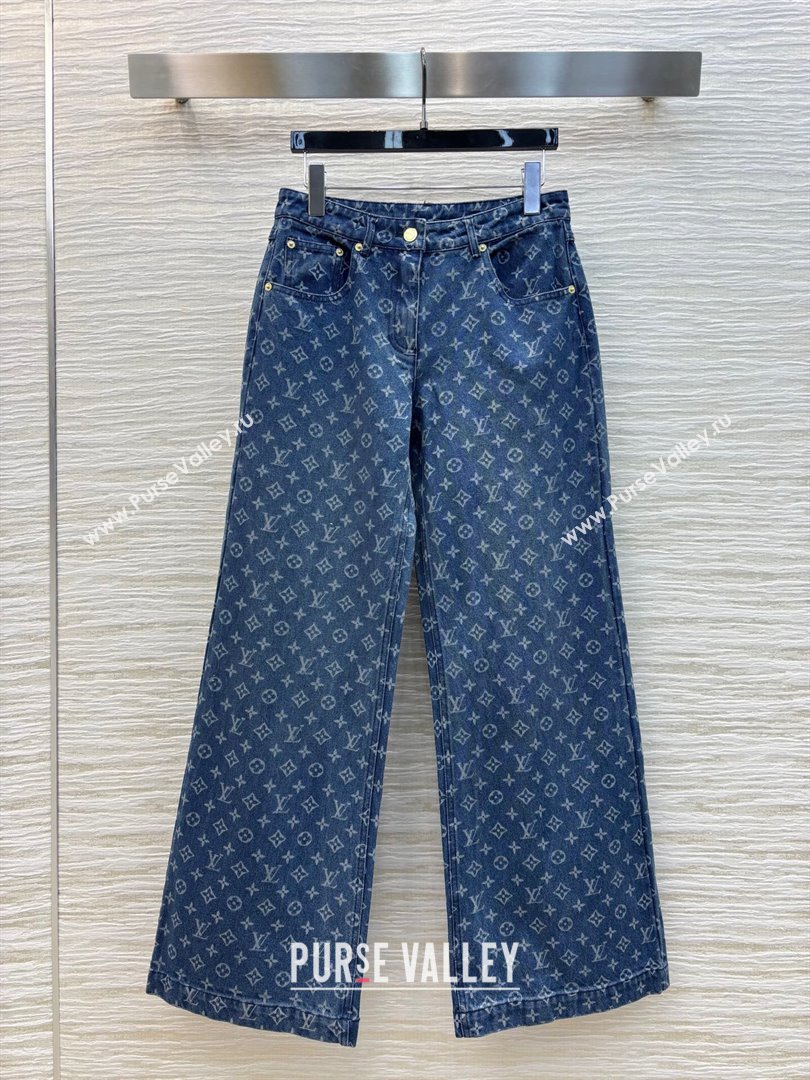 Louis Vuitton Monogram Cotton Straight Jeans Blue 2025 0306 (QI-250306067)