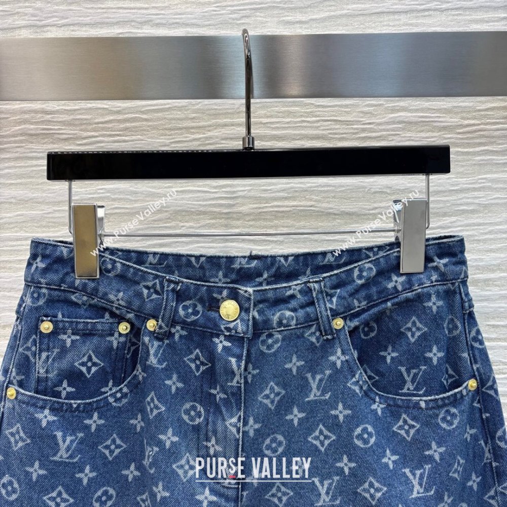 Louis Vuitton Monogram Cotton Straight Jeans Blue 2025 0306 (QI-250306067)