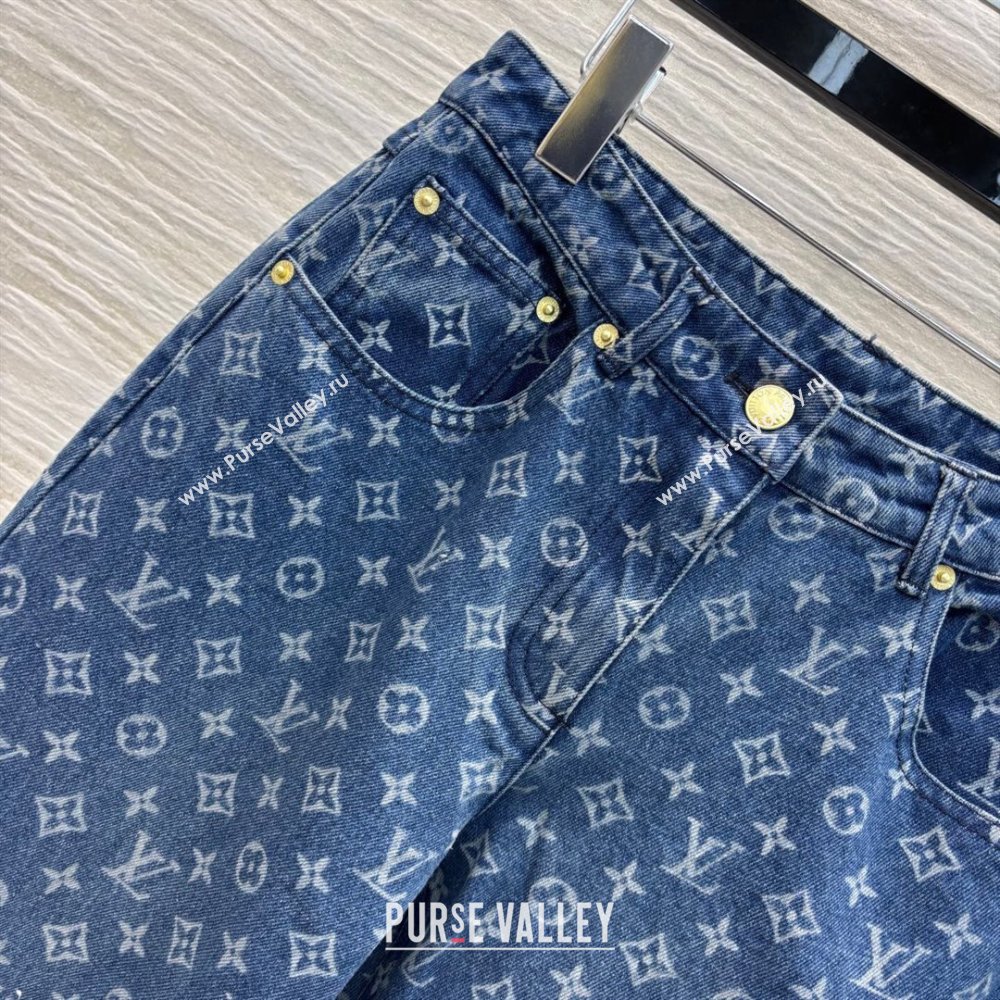 Louis Vuitton Monogram Cotton Straight Jeans Blue 2025 0306 (QI-250306067)
