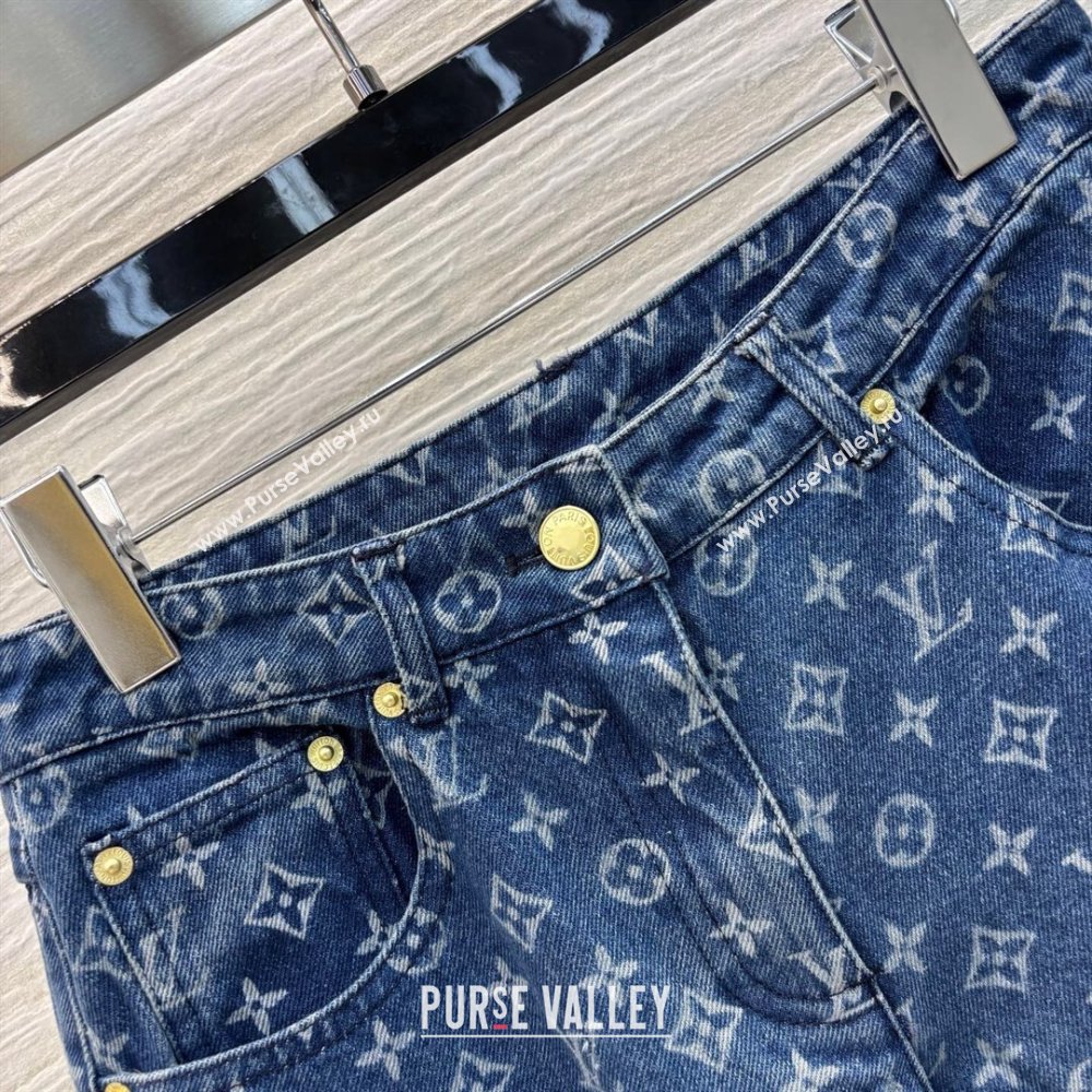 Louis Vuitton Monogram Cotton Straight Jeans Blue 2025 0306 (QI-250306067)