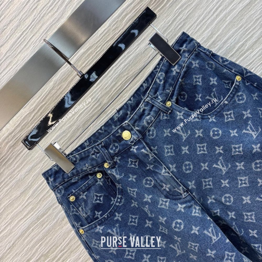 Louis Vuitton Monogram Cotton Straight Jeans Blue 2025 0306 (QI-250306067)