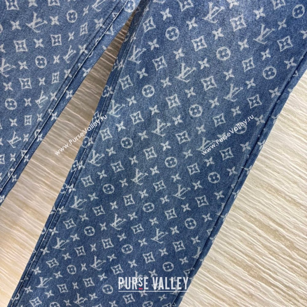 Louis Vuitton Monogram Cotton Straight Jeans Blue 2025 0306 (QI-250306067)