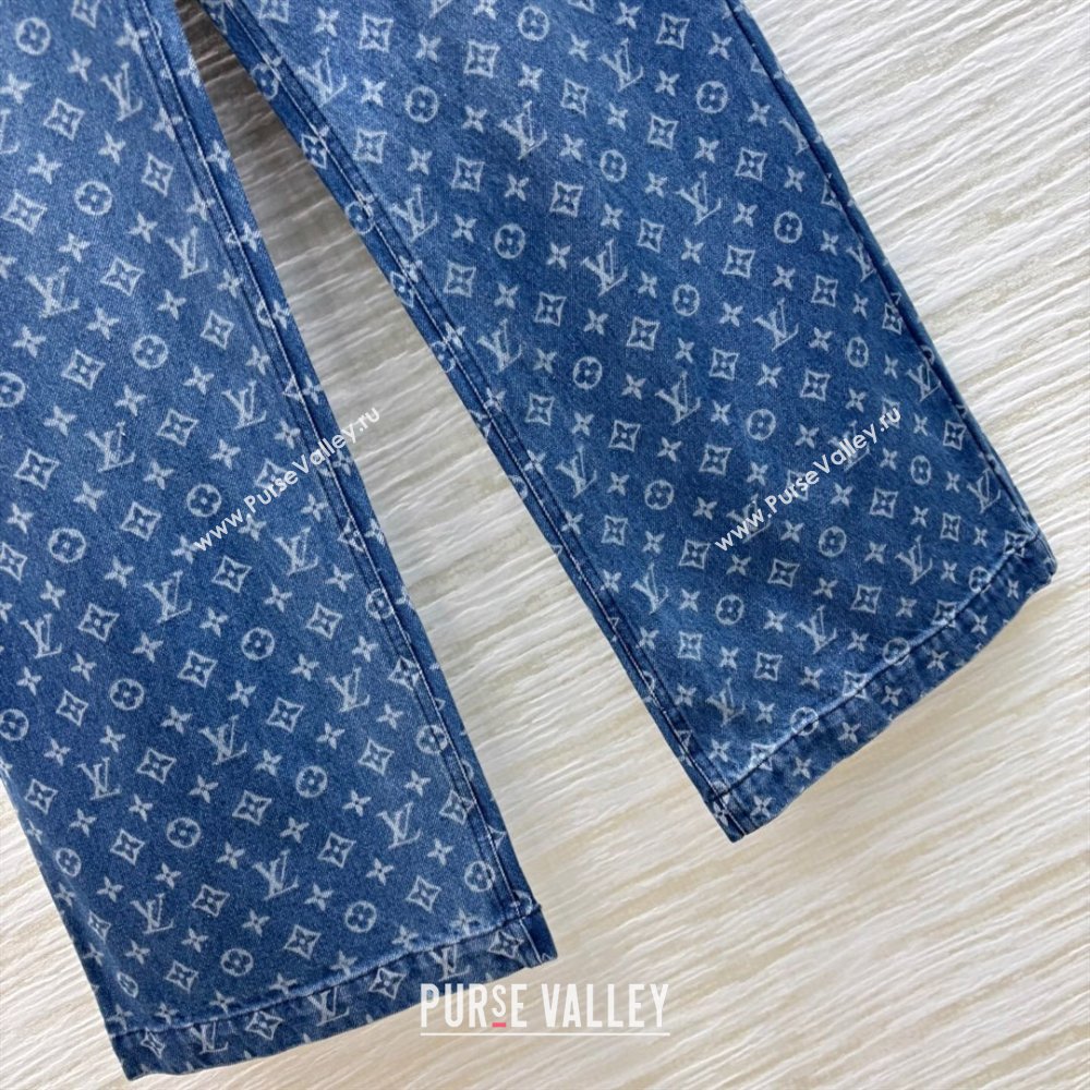 Louis Vuitton Monogram Cotton Straight Jeans Blue 2025 0306 (QI-250306067)