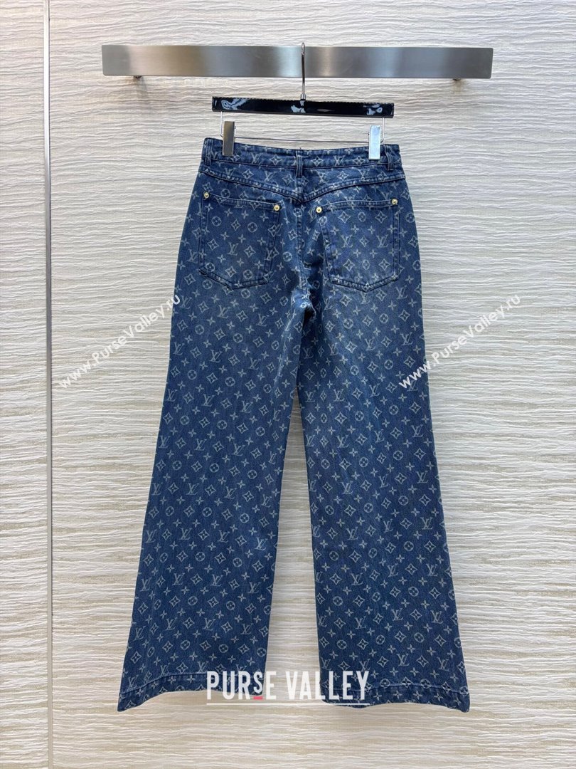 Louis Vuitton Monogram Cotton Straight Jeans Blue 2025 0306 (QI-250306067)