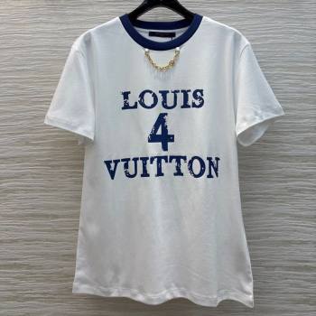 Louis Vuitton Cotton T-Shirt with 4 Print White 2025 0306 (QI-250306066)