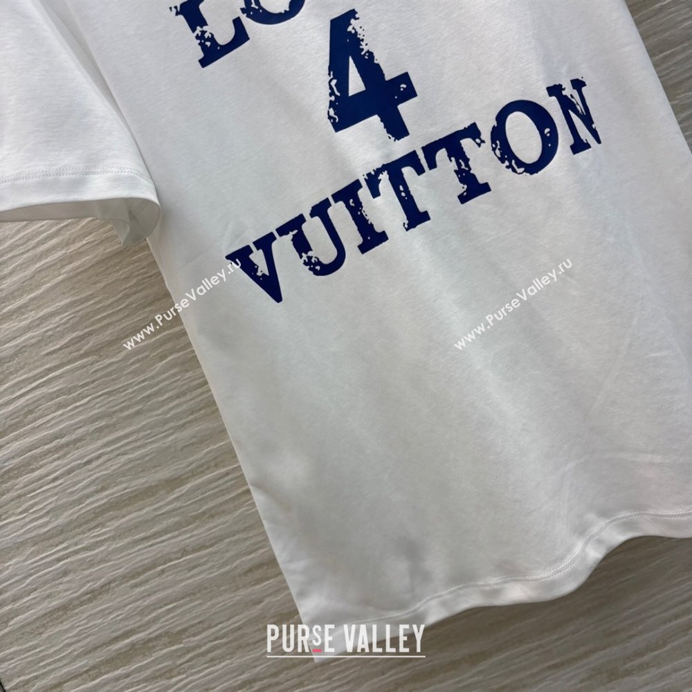 Louis Vuitton Cotton T-Shirt with 4 Print White 2025 0306 (QI-250306066)