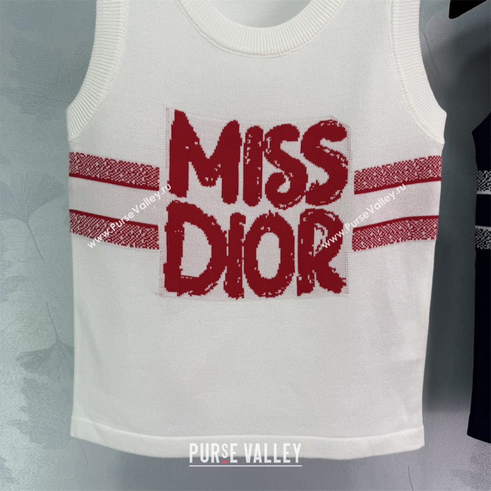 Miss Dior Cashmere Wool Vest White/Black 2 2025 C030618 (QI-250306062)