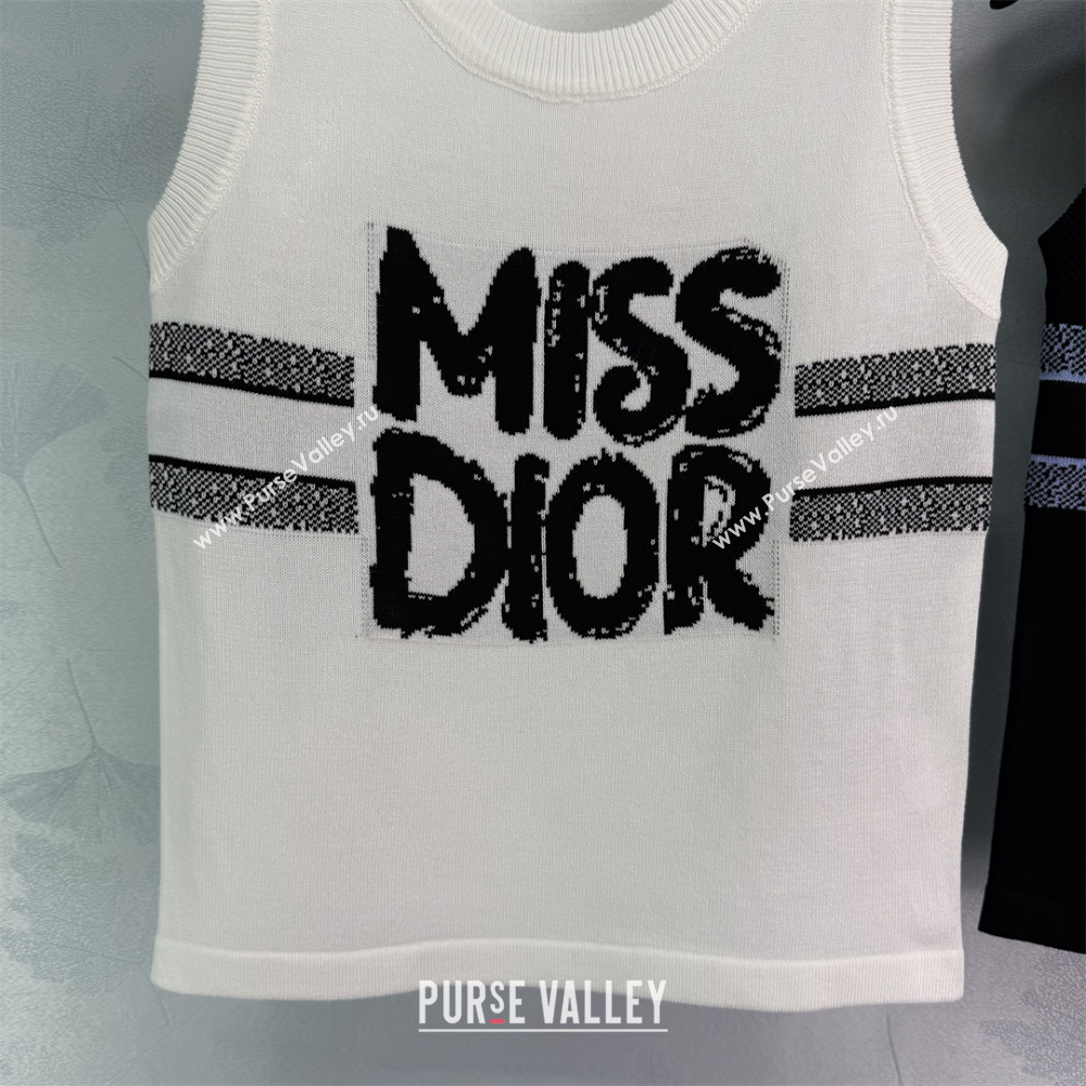 Miss Dior Cashmere Wool Vest White/Black 1 2025 C030618 (QI-250306061)