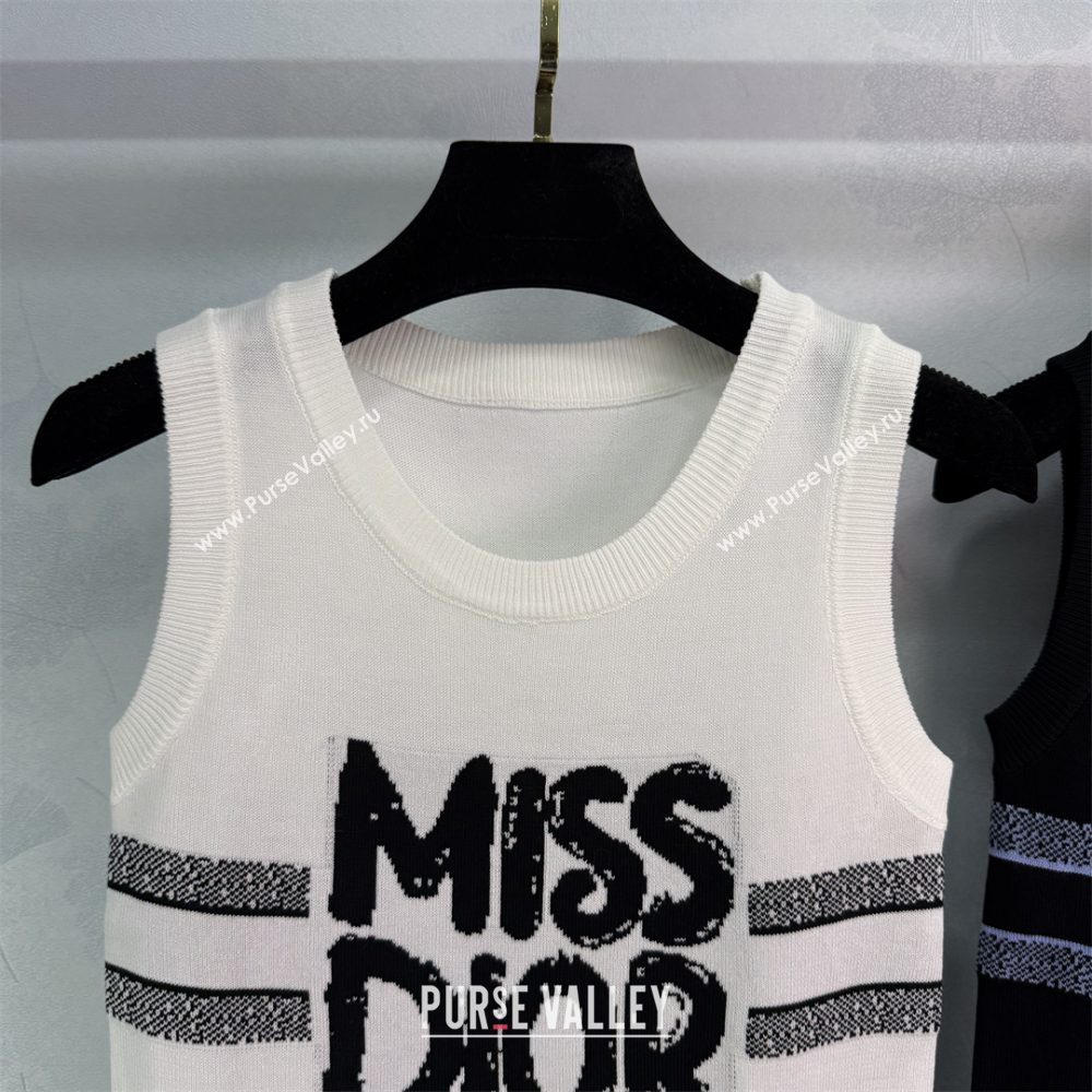 Miss Dior Cashmere Wool Vest White/Black 1 2025 C030618 (QI-250306061)