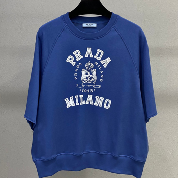 Prada Cotton T-Shirt Navy Blue 2025 0306 (QI-250306059)