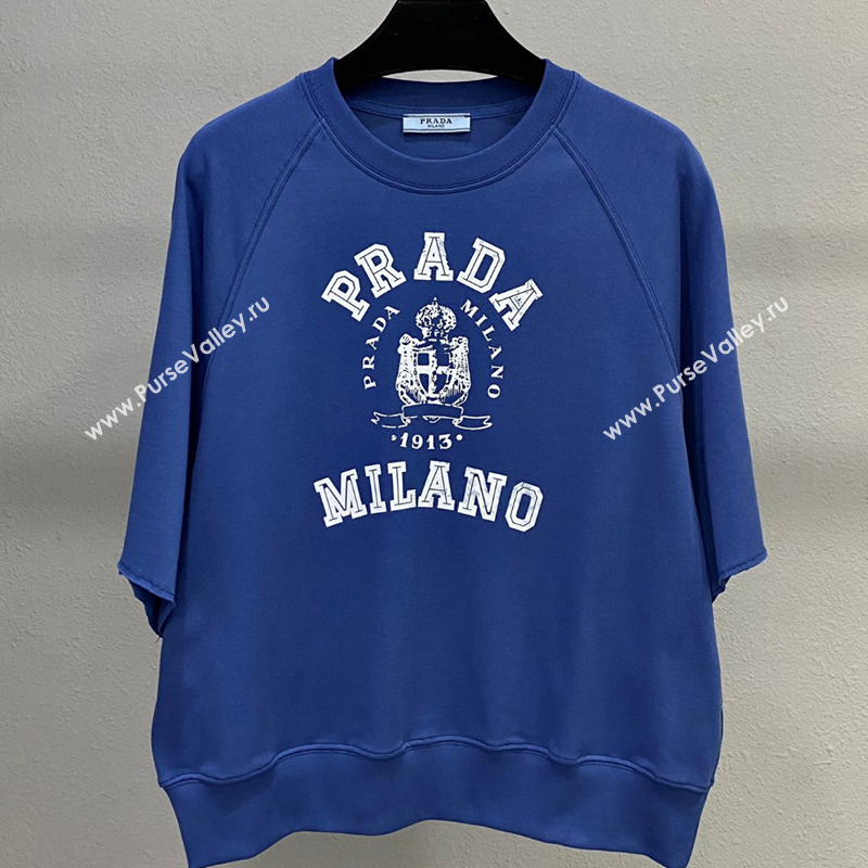 Prada Cotton T-Shirt Navy Blue 2025 0306 (QI-250306059)