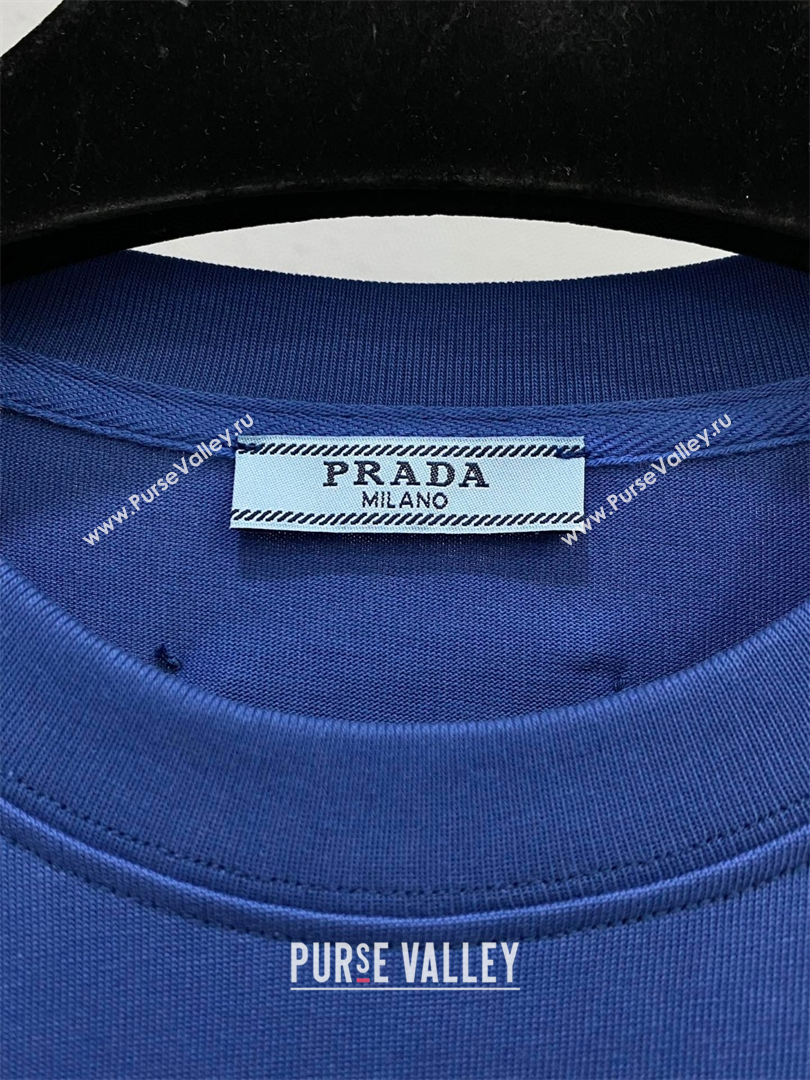 Prada Cotton T-Shirt Navy Blue 2025 0306 (QI-250306059)