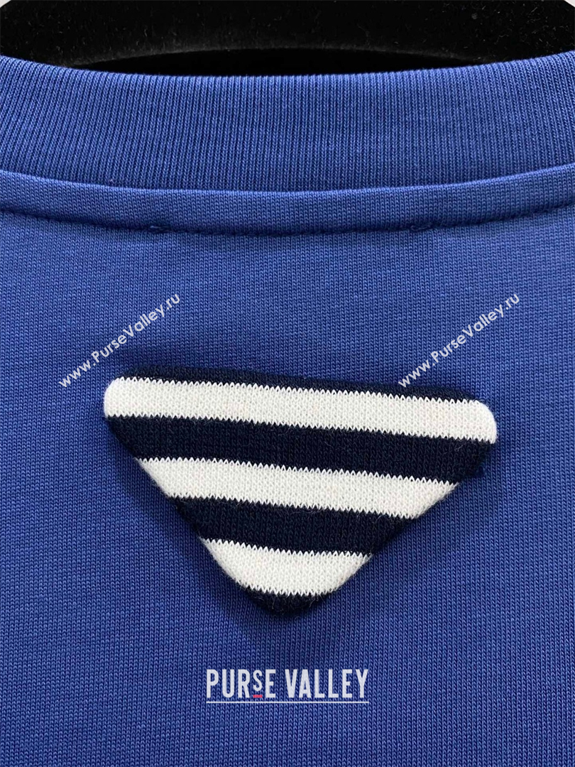 Prada Cotton T-Shirt Navy Blue 2025 0306 (QI-250306059)