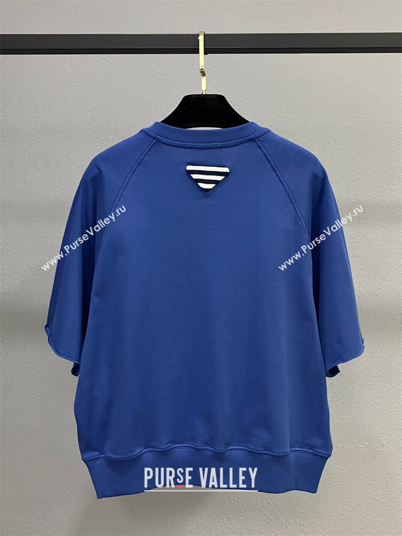 Prada Cotton T-Shirt Navy Blue 2025 0306 (QI-250306059)