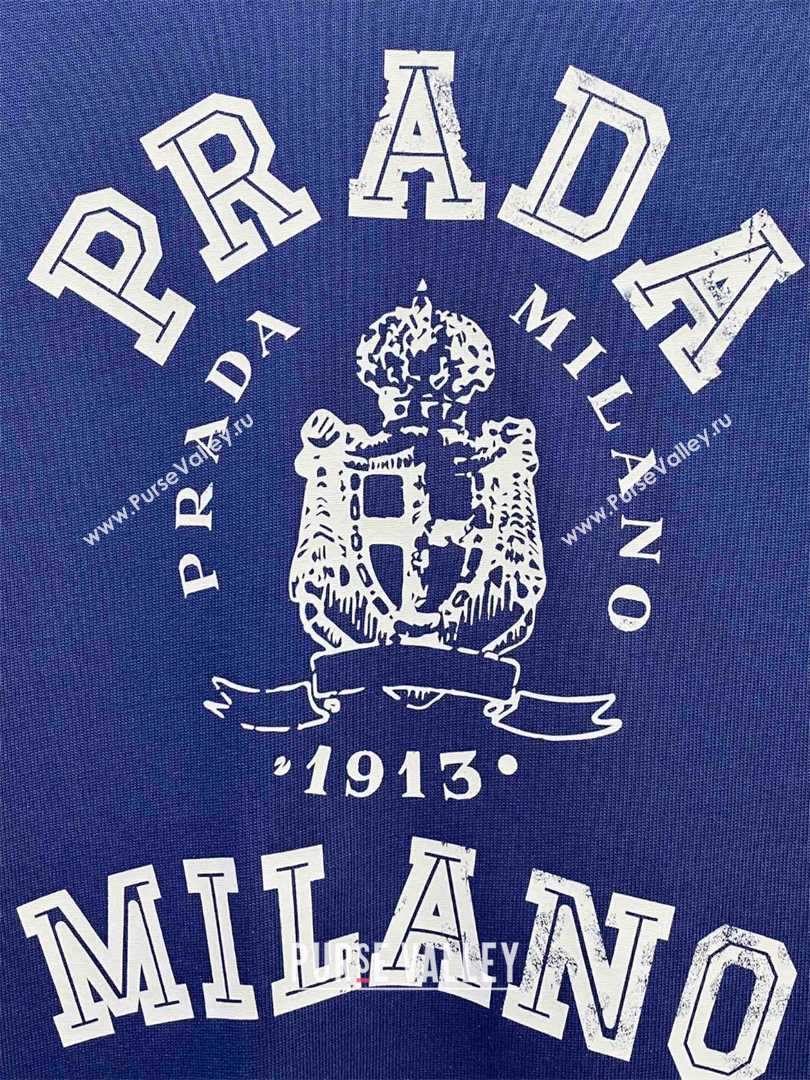 Prada Cotton T-Shirt Navy Blue 2025 0306 (QI-250306059)