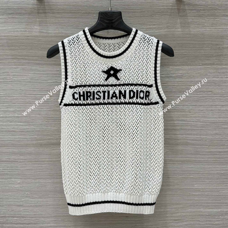 Dior Cotton Crochet Vest White 2025 C030620 (QI-250306075)