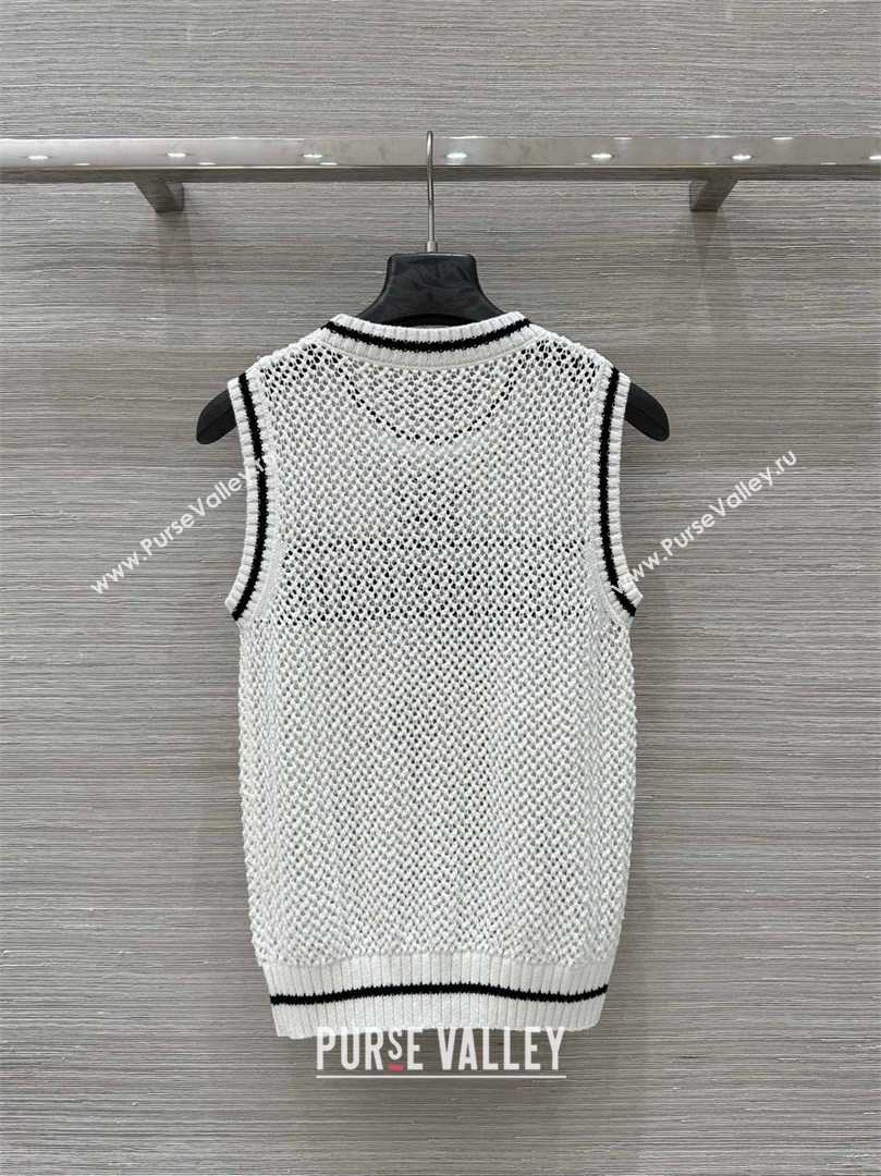Dior Cotton Crochet Vest White 2025 C030620 (QI-250306075)