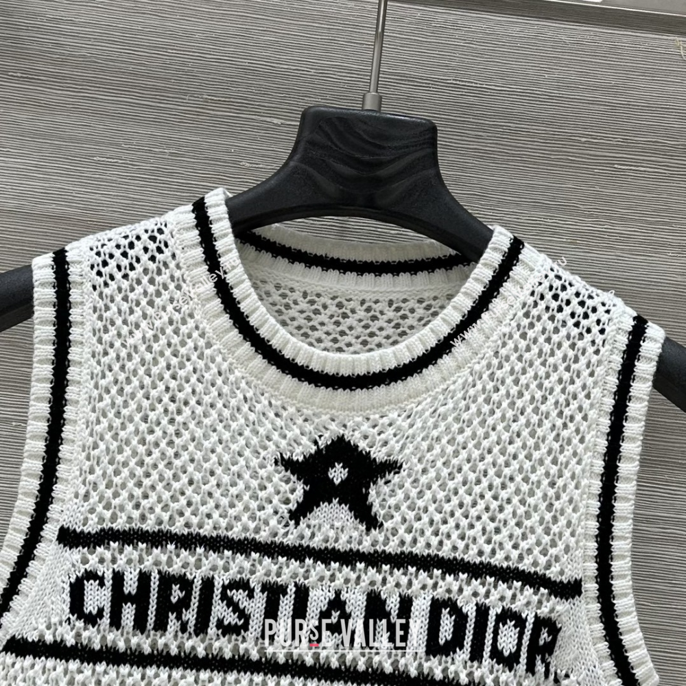 Dior Cotton Crochet Vest White 2025 C030620 (QI-250306075)