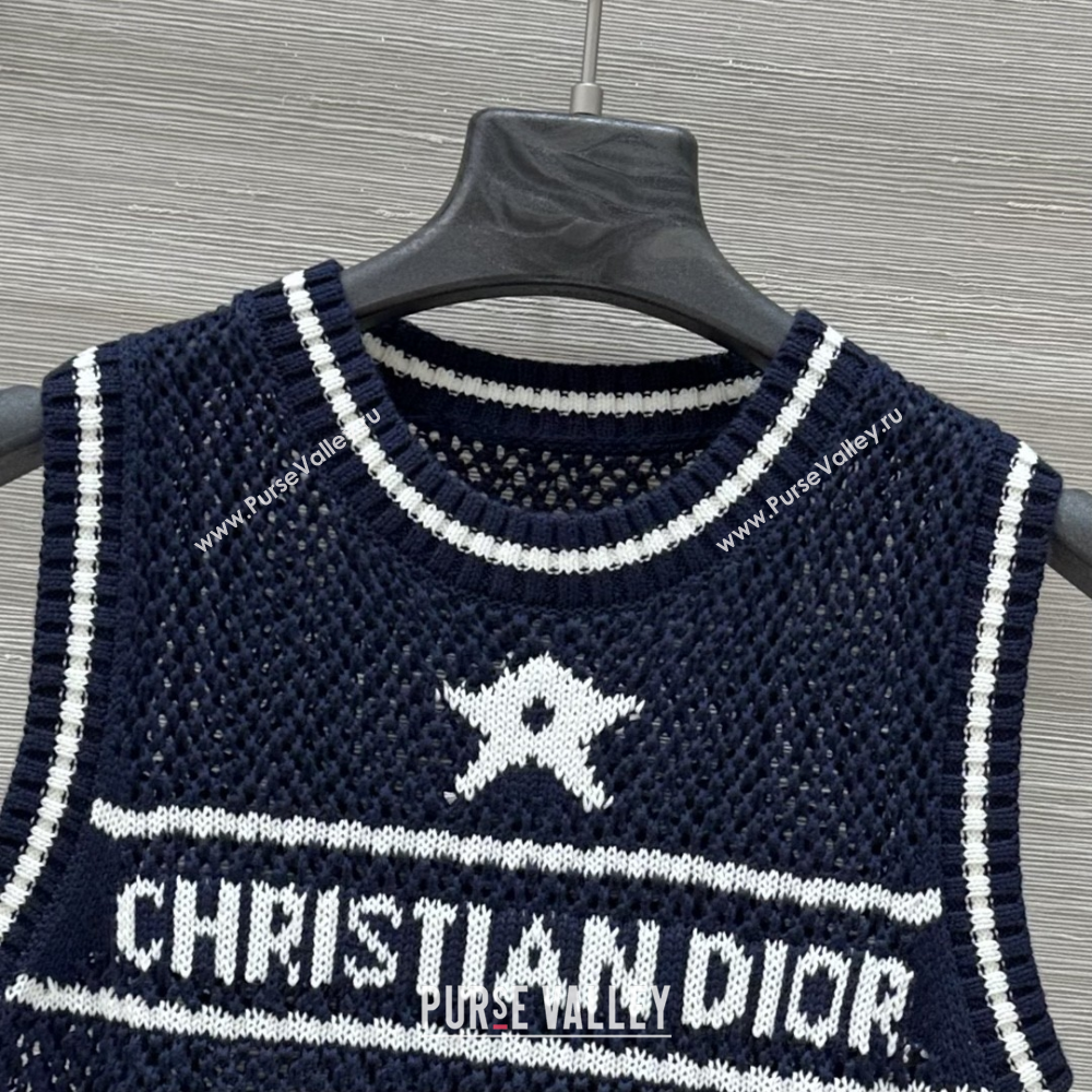 Dior Cotton Crochet Vest Dark Blue 2025 C030620 (QI-250306074)