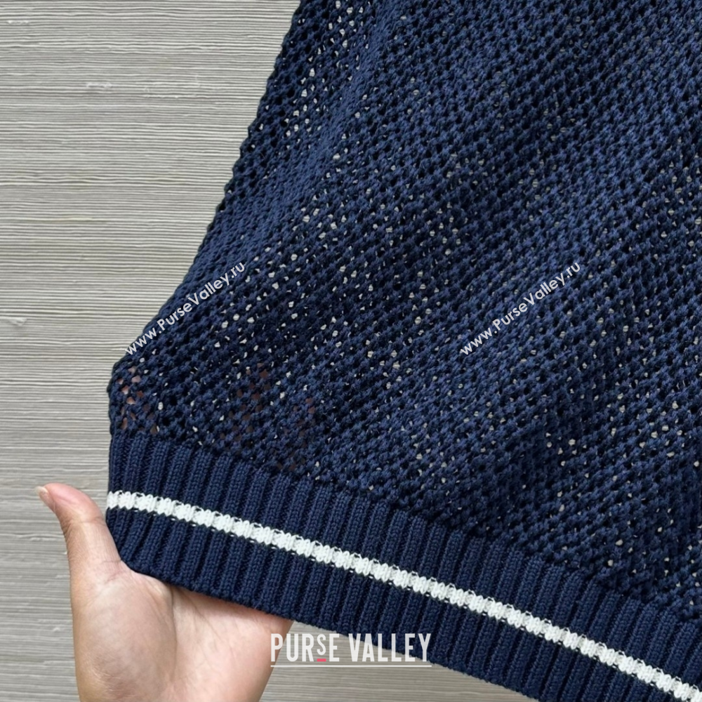 Dior Cotton Crochet Vest Dark Blue 2025 C030620 (QI-250306074)
