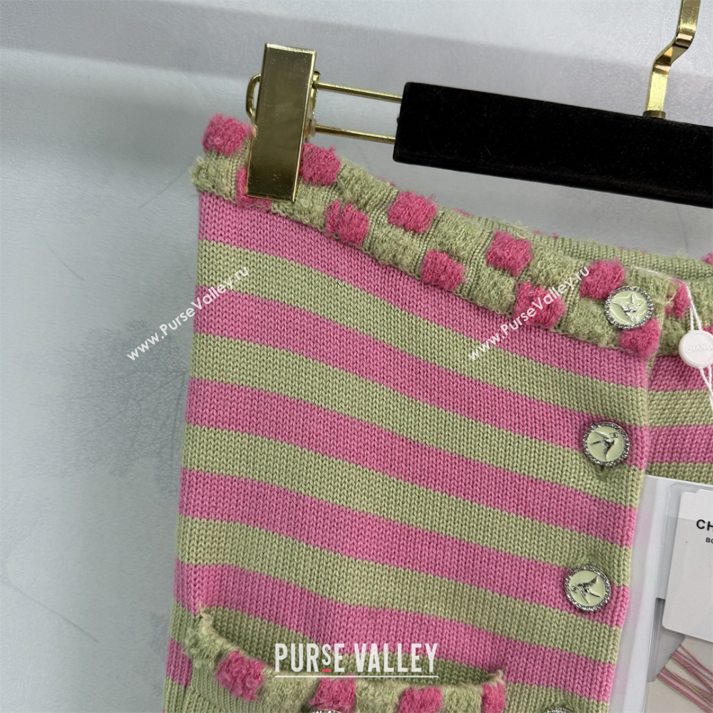 Chanel Wool Cashmere Vest Green/Pink 2025 (QI-250410033)