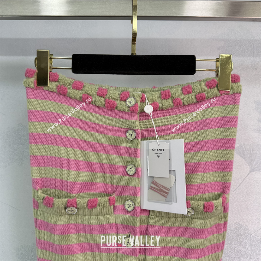 Chanel Wool Cashmere Vest Green/Pink 2025 (QI-250410033)