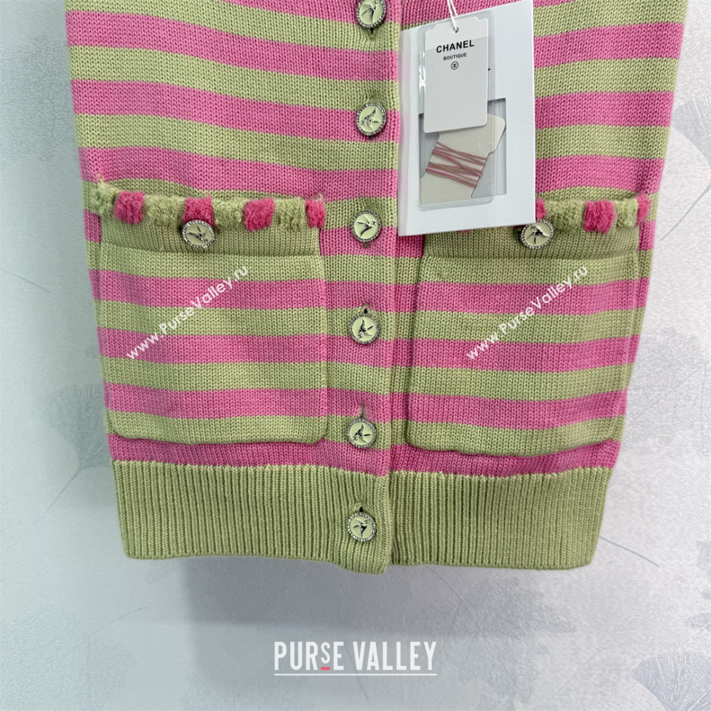 Chanel Wool Cashmere Vest Green/Pink 2025 (QI-250410033)