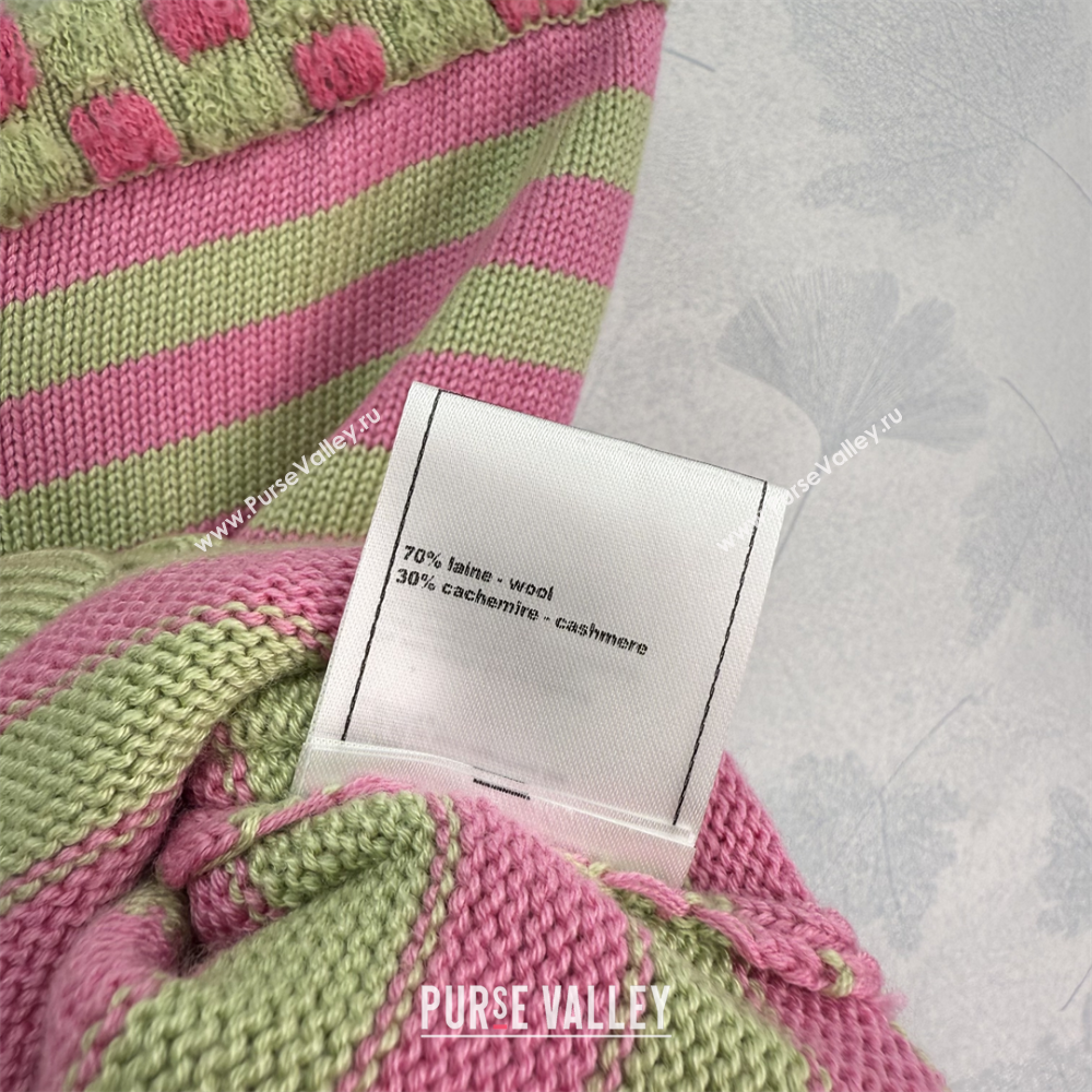 Chanel Wool Cashmere Vest Green/Pink 2025 (QI-250410033)